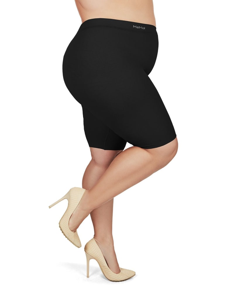 Side of a model wearing a size XL BodySmootHers Dual Layer Thigh Shaper in Black by Memoi. | dia_product_style_image_id:299659